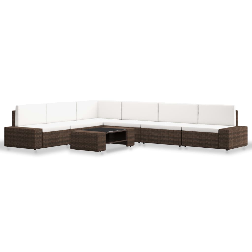 7-delige Loungeset poly rattan bruin