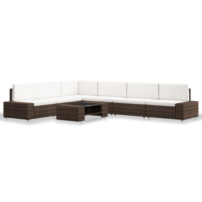 7-delige Loungeset poly rattan bruin