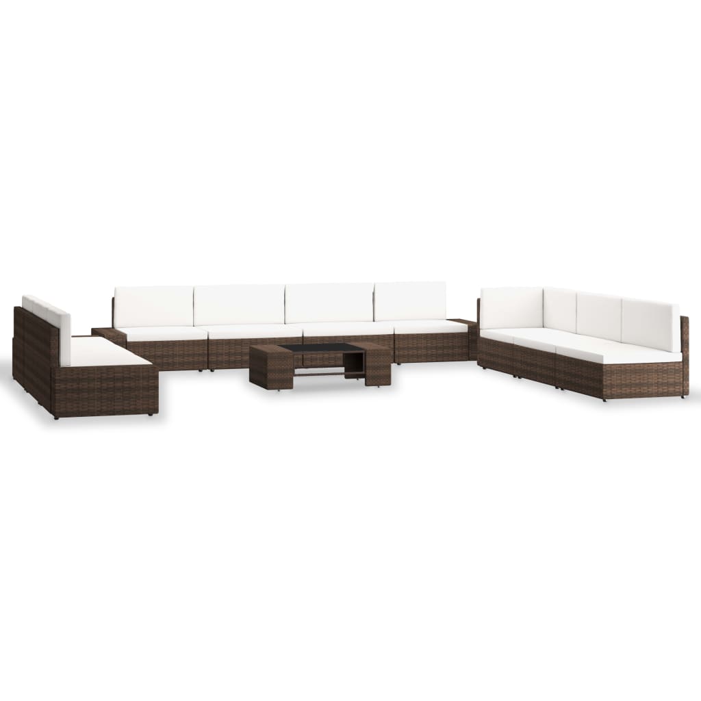 10-delige Loungeset poly rattan bruin