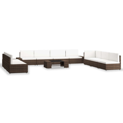 10-delige Loungeset poly rattan bruin