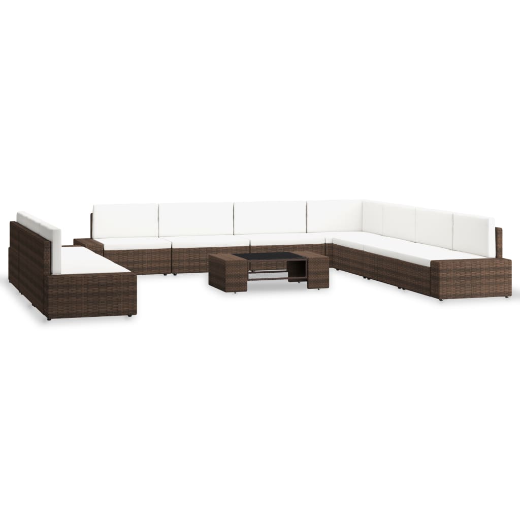 10-delige Loungeset poly rattan bruin