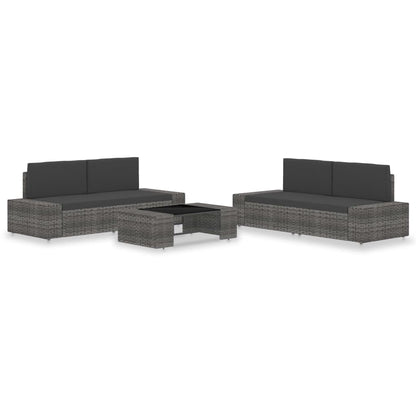 5-Delige Loungeset Poly Rattan Zwart