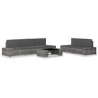 Loungeset 6-delig poly rattan grijs