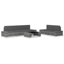 6-delige Loungeset poly rattan grijs