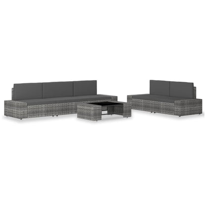 6-delige Loungeset poly rattan grijs
