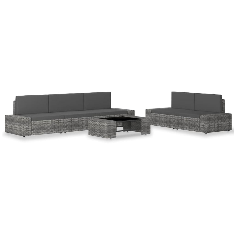 6-delige Loungeset poly rattan grijs