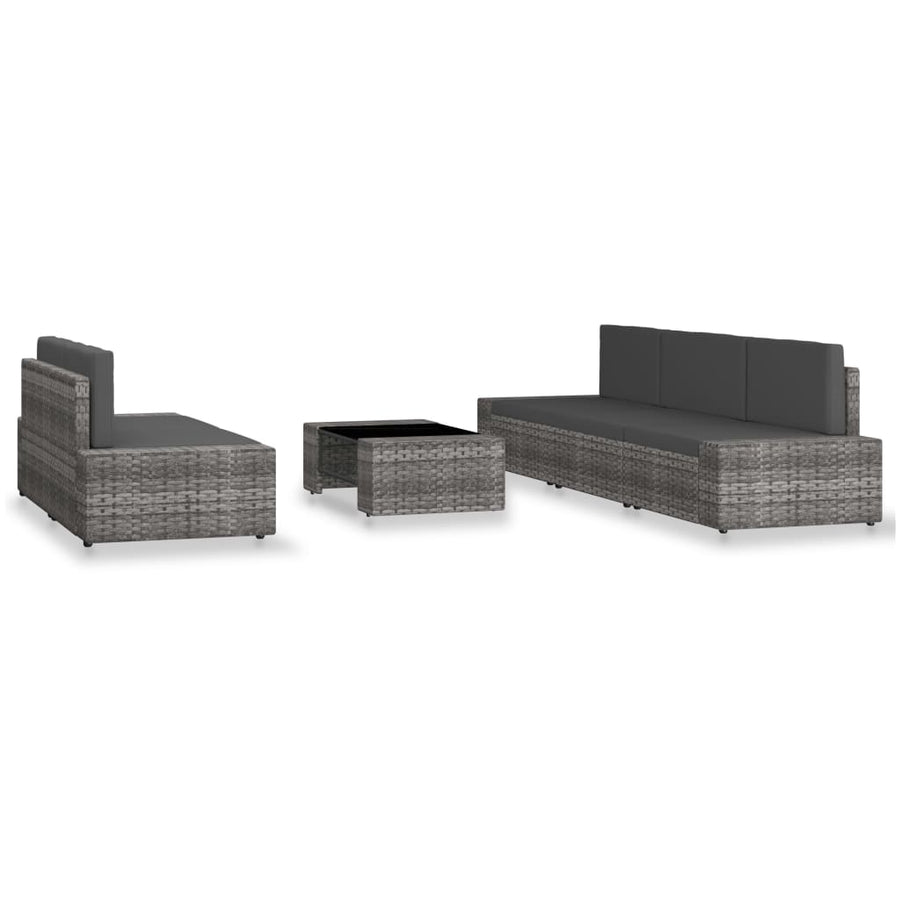 6-delige Loungeset poly rattan grijs