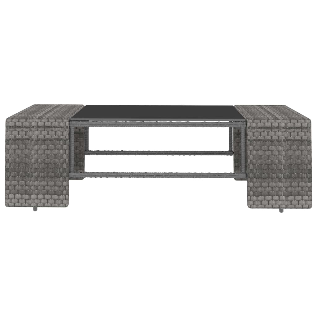 4-Delige Loungeset Poly Rattan Grijs