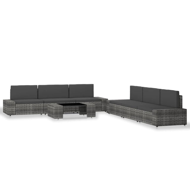 -Delige Loungeset Poly Rattan Grijs