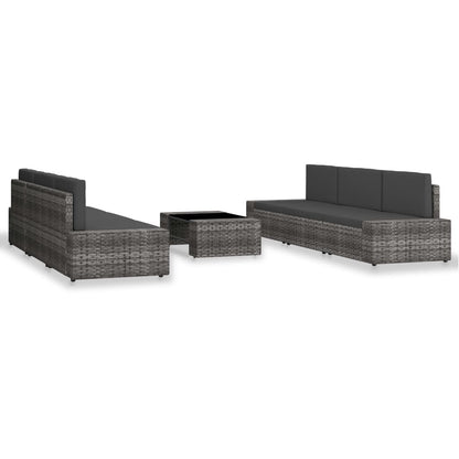 -Delige Loungeset Poly Rattan Grijs