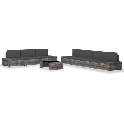 8-delige Loungeset poly rattan grijs