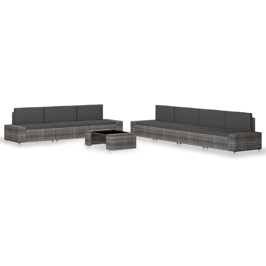 8-delige Loungeset poly rattan grijs