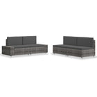 -Delige Loungeset Poly Rattan Grijs