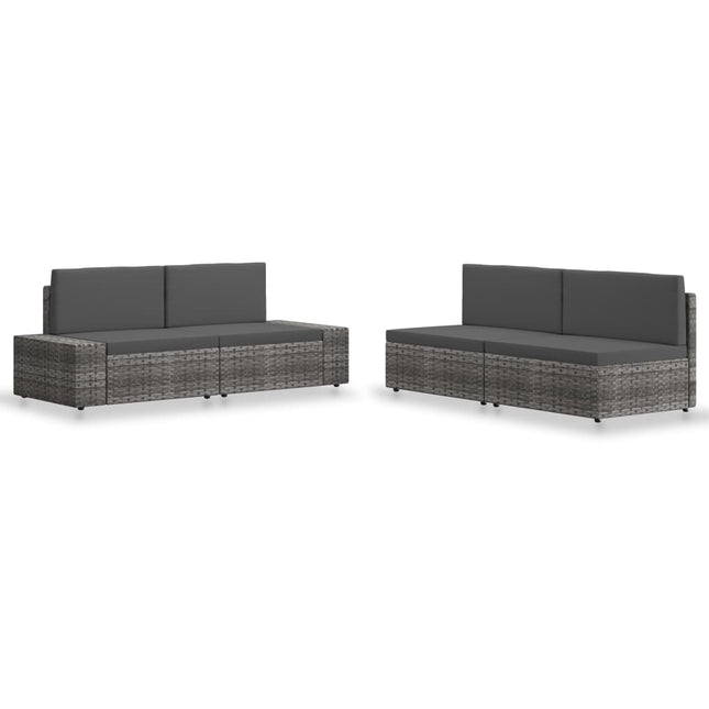 -Delige Loungeset Poly Rattan Grijs