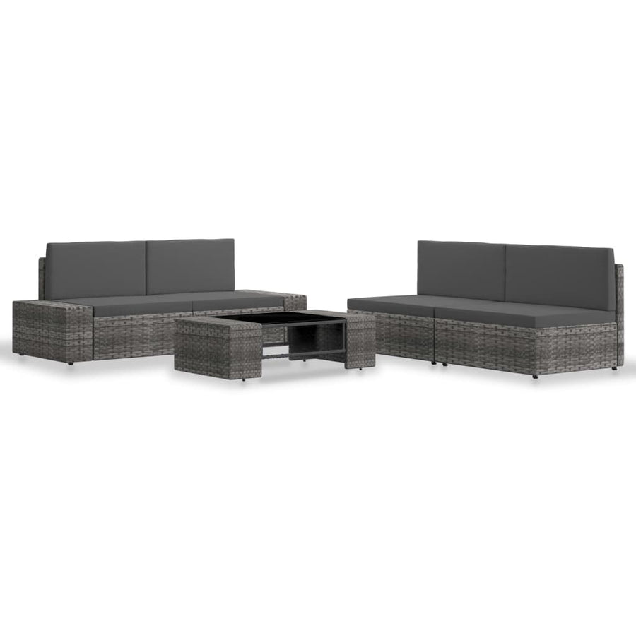 -Delige Loungeset Poly Rattan Grijs