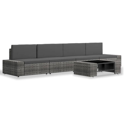 -Delige Loungeset Poly Rattan Grijs