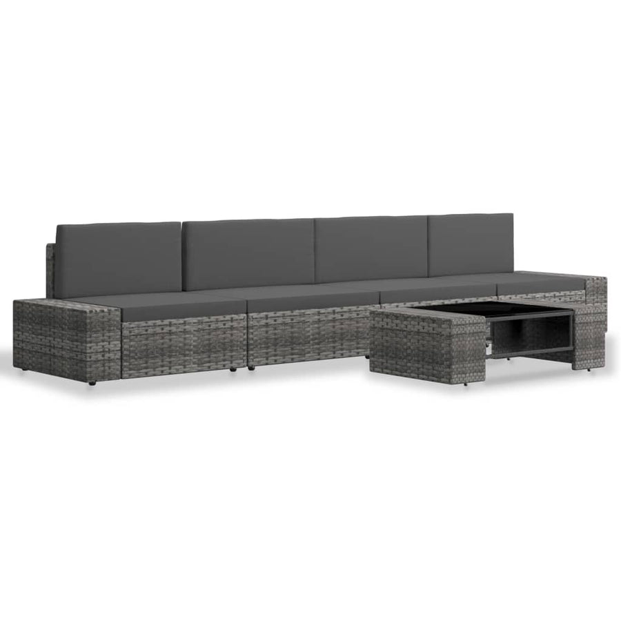 -Delige Loungeset Poly Rattan Grijs