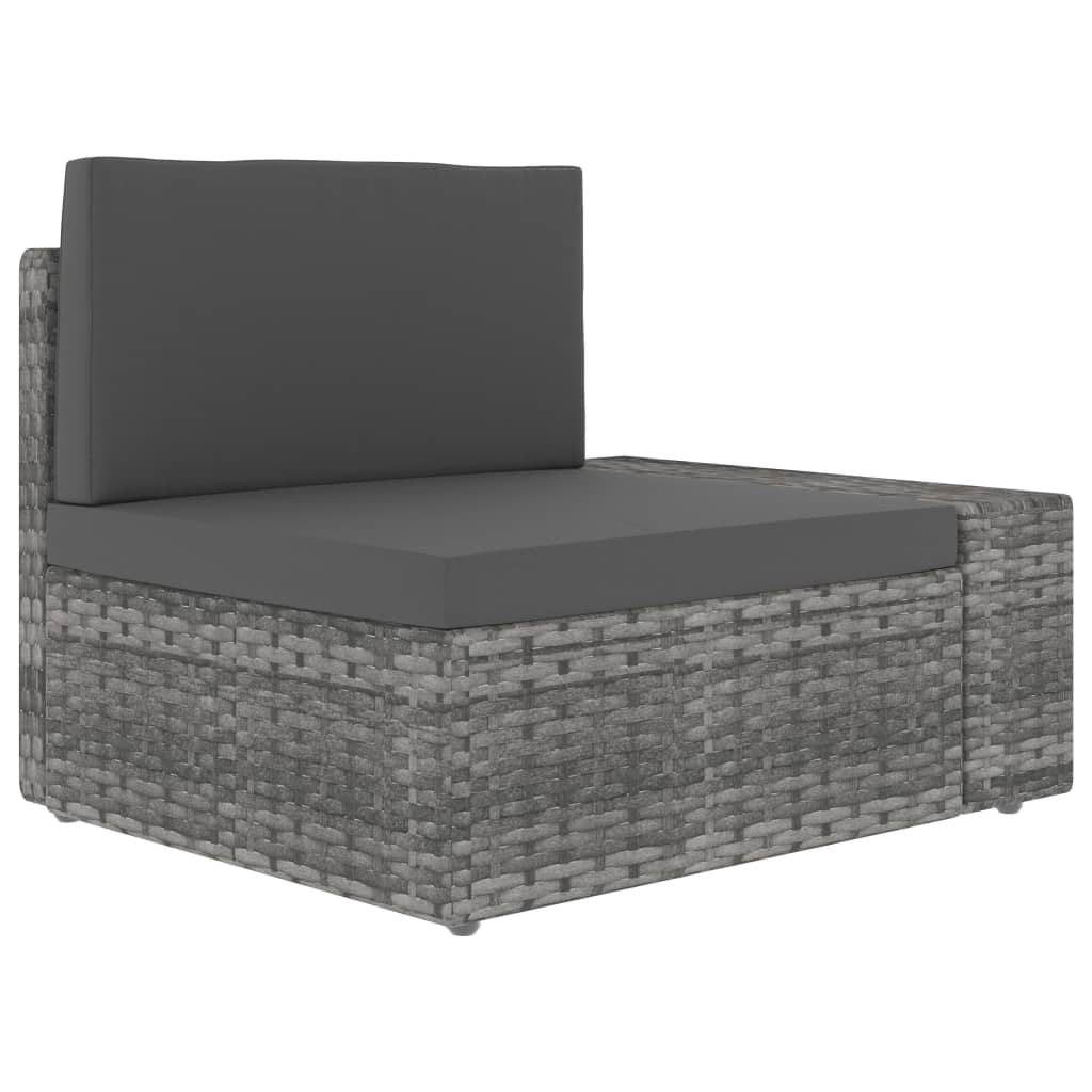 10-delige Loungeset poly rattan grijs