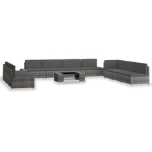 10-delige Loungeset poly rattan grijs