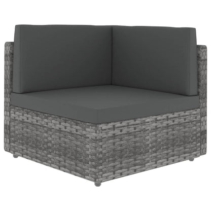 10-delige Loungeset poly rattan grijs