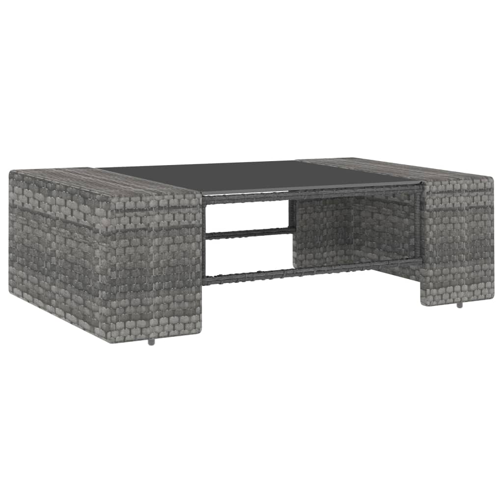 10-delige Loungeset poly rattan grijs