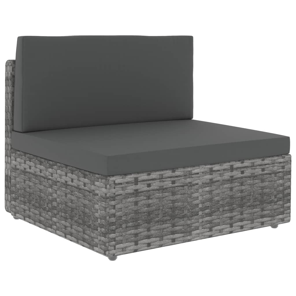 10-delige Loungeset poly rattan grijs