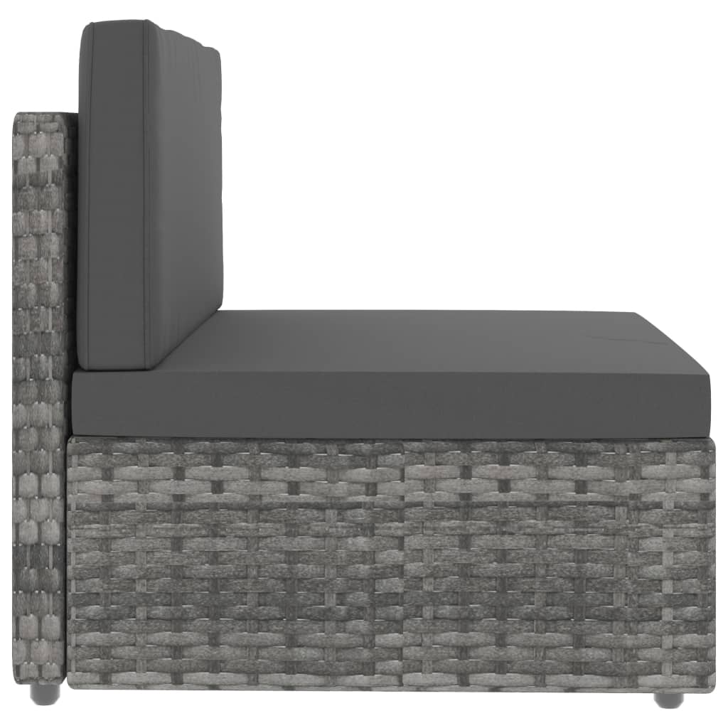 10-delige Loungeset poly rattan grijs