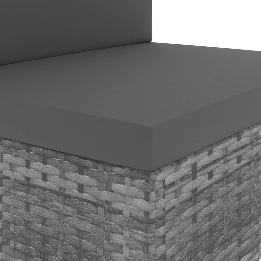 10-delige Loungeset poly rattan grijs