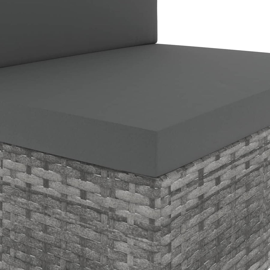 10-delige Loungeset poly rattan grijs