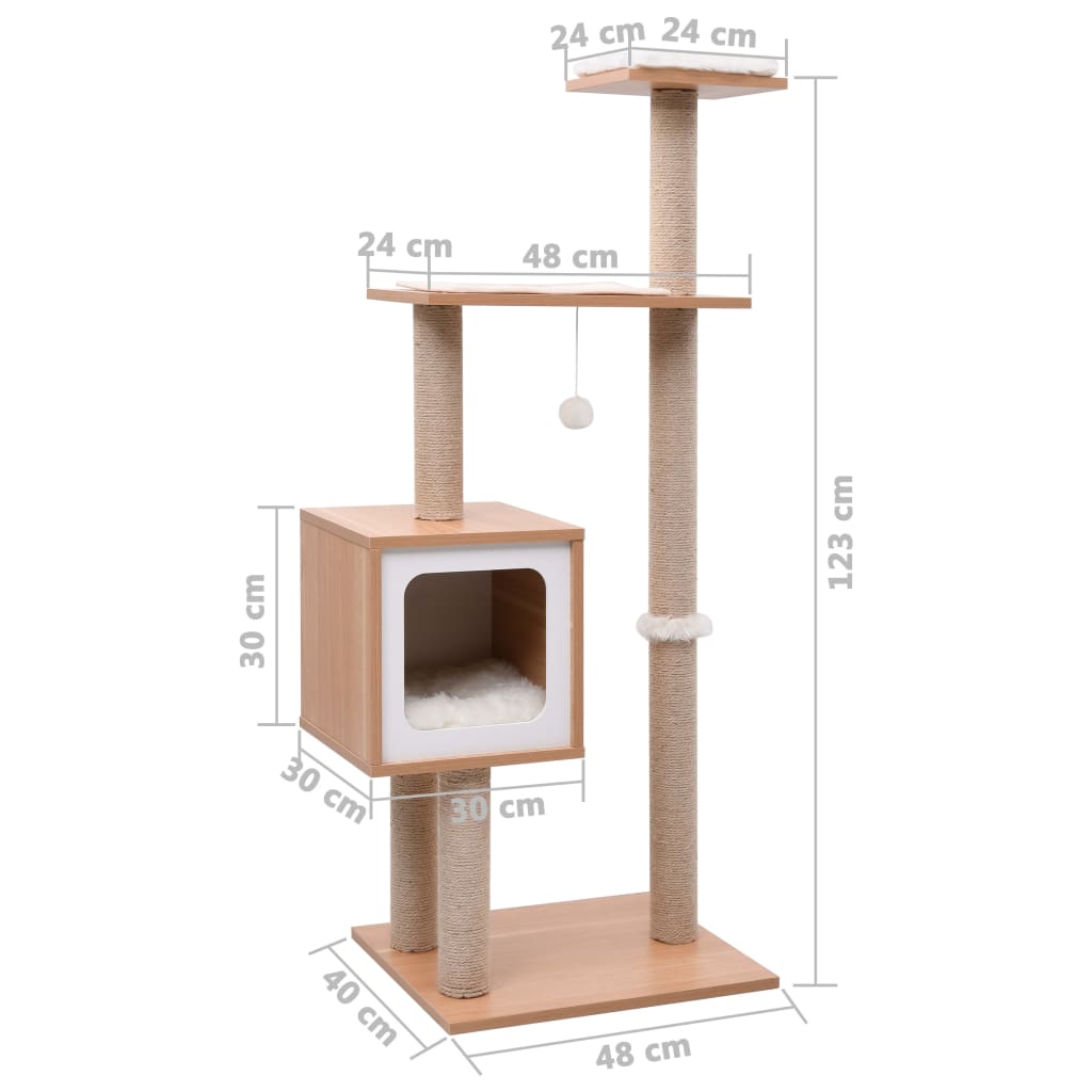 Kattenkrabpaal Met Sisal Krabmat 123 Cm Wit