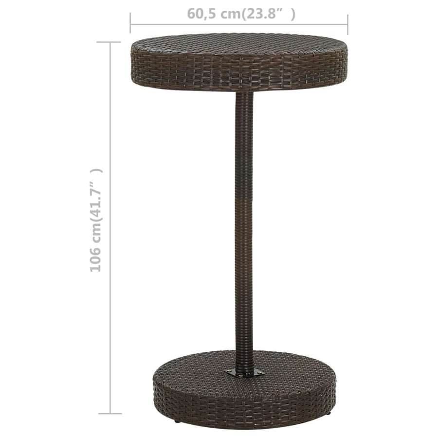 Tuintafel 60,5X06 Cm Poly Rattan 60.5 x 106 cm Bruin