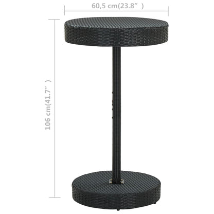 Tuintafel 60,5X106 Cm Poly Rattan Zwart 60.5 x 106 cm