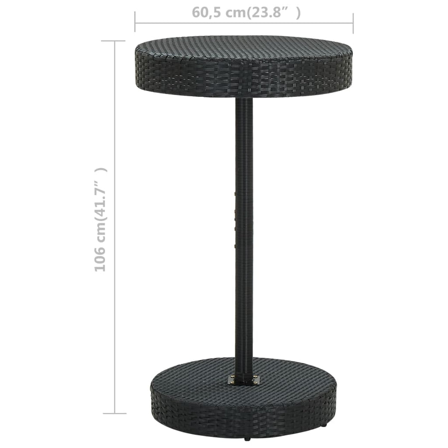 Tuintafel 60,5X106 Cm Poly Rattan Zwart 60.5 x 106 cm