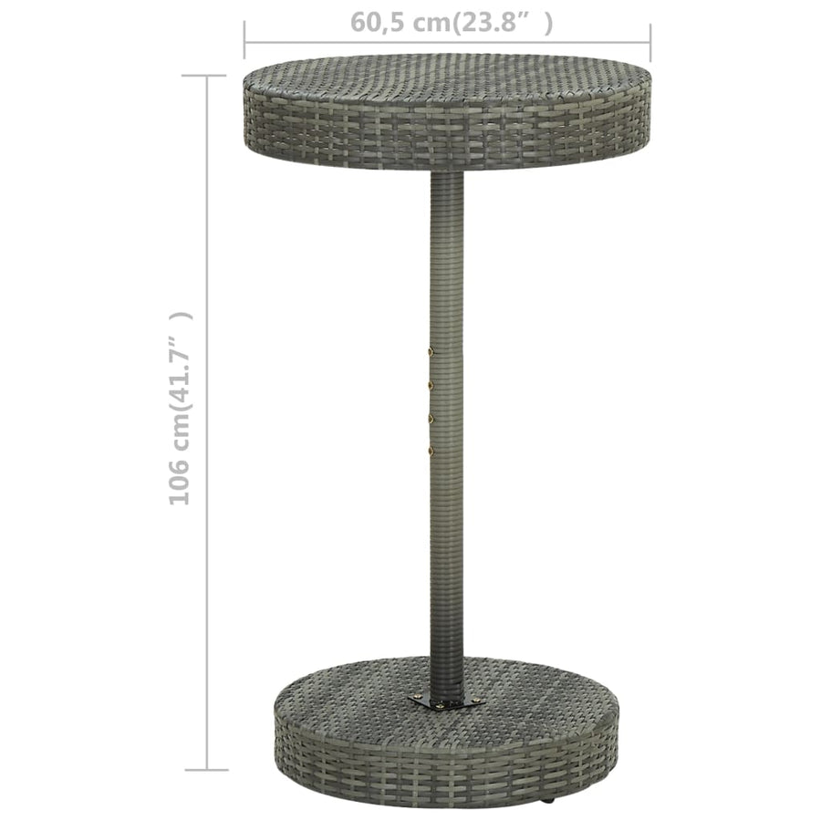 Tuintafel 60,5X06 Cm Poly Rattan 60.5 x 106 cm Grijs