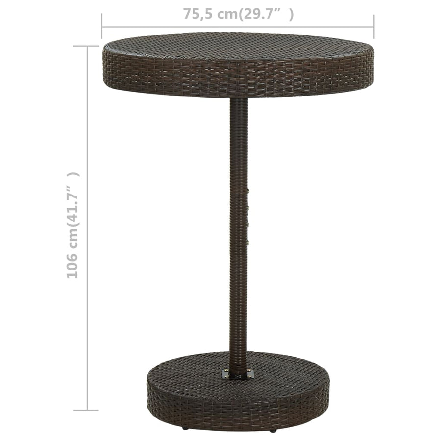 Tuintafel 75,5X06 Cm Poly Rattan 75.5 x 106 cm Bruin