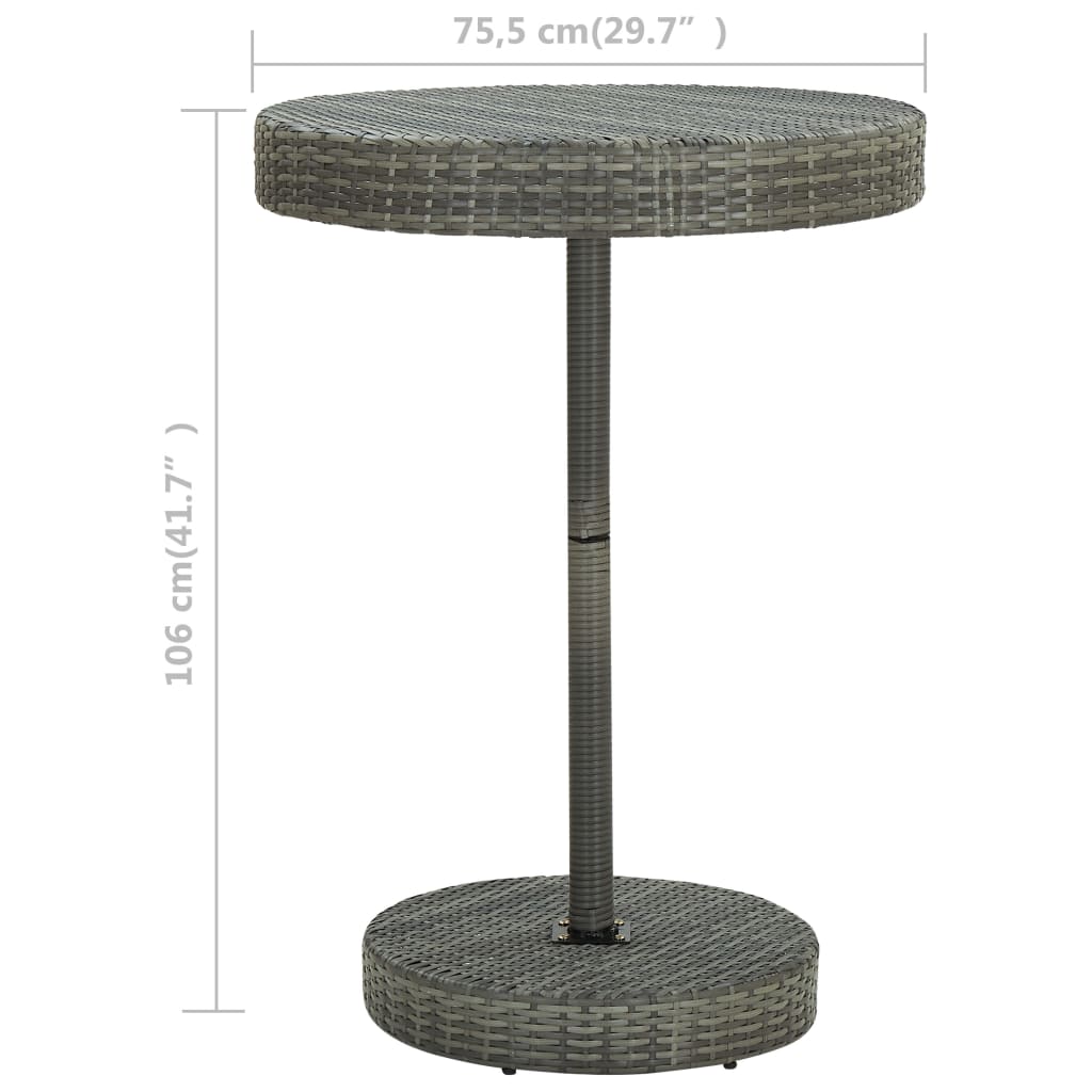 Tuintafel 75,5X06 Cm Poly Rattan 75.5 x 106 cm Grijs