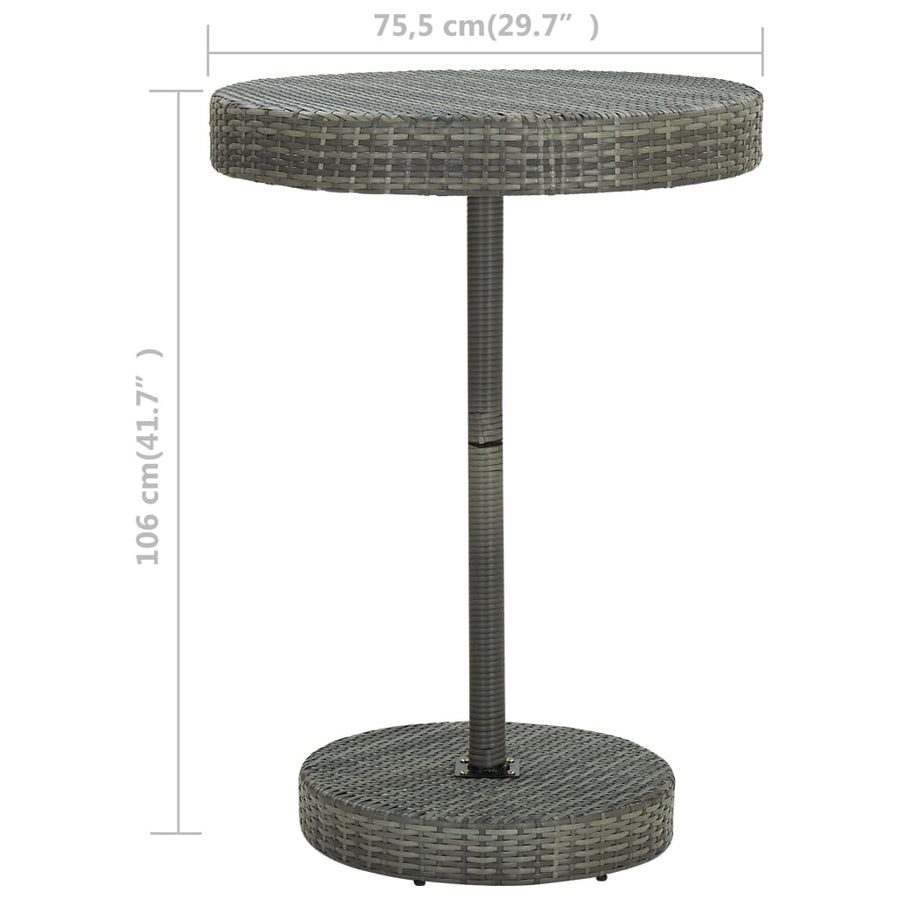 Tuintafel 75,5X06 Cm Poly Rattan 75.5 x 106 cm Grijs