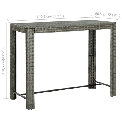 Tuinbartafel 40,5X60,5X0,5 Cm Poly Rattan 140.5 x 60.5 x 110.5 cm Grijs