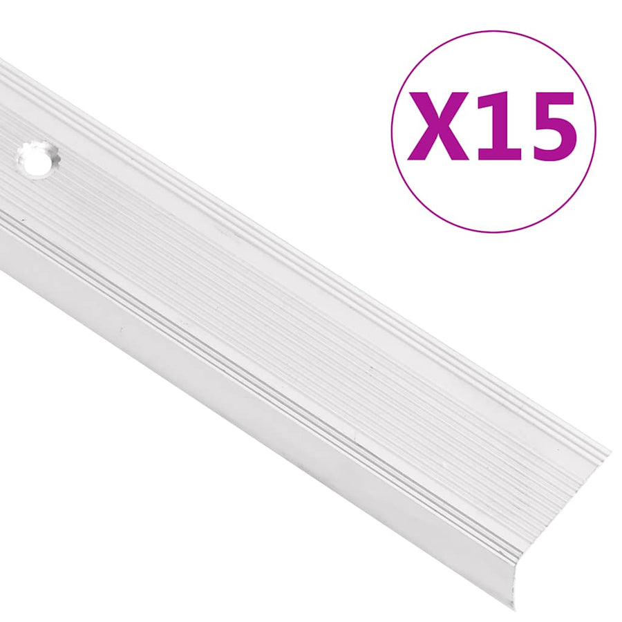 Trapneuzen L-vormig 15 st 90 cm aluminium zilverkleurig