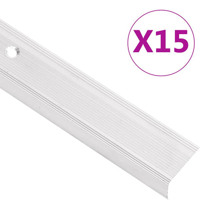 Trapneuzen L-vormig 15 st 100 cm aluminium zilverkleurig