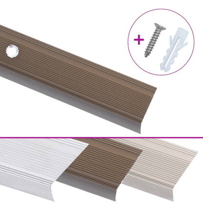 Trapneuzen L-Vormig 5 St 100 Cm Aluminium Schroeven 100 cm (5 pcs) Bruin