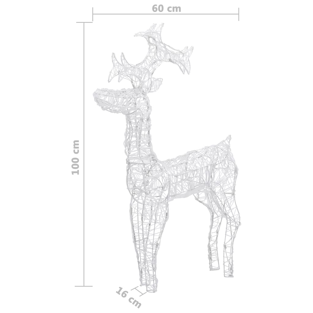 Buitenkerstversiering Rendieren 90 Led's 60X16X100 Cm Acryl