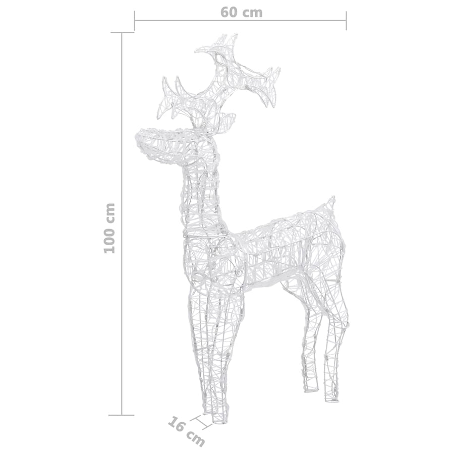 Buitenkerstversiering Rendieren 90 Led's 60X16X100 Cm Acryl
