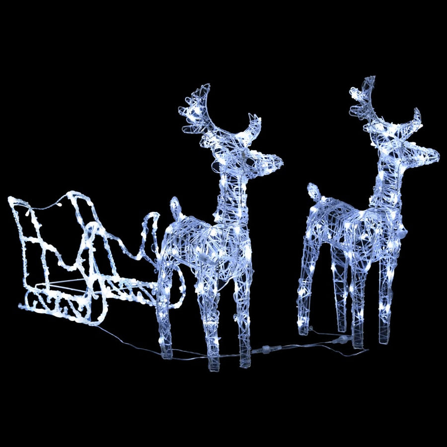Kerstversiering Rendieren En Slee 60 Led's 30 Cm Acryl 18 x 8.5 x 55 cm (2 pcs) Koudwit