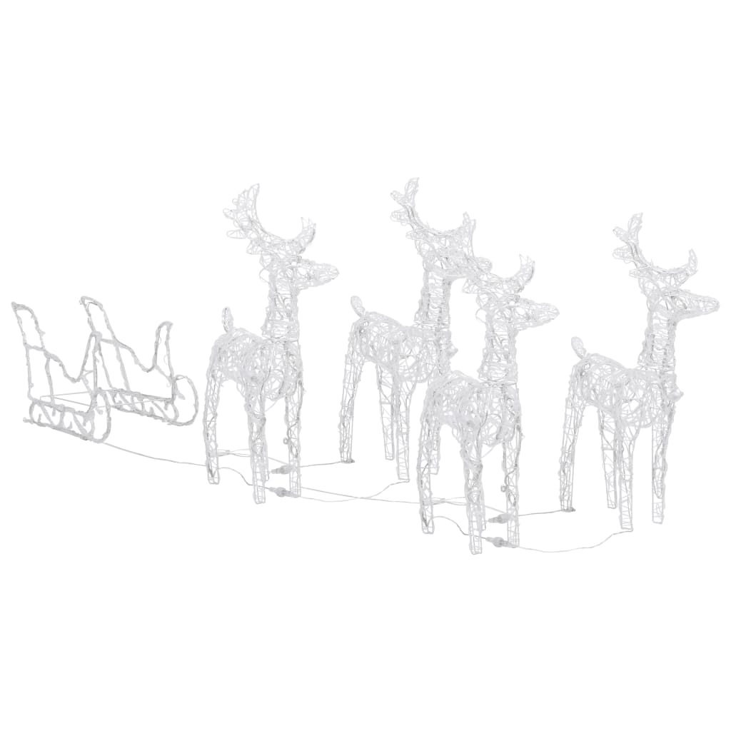 Kerstdecoratie Rendieren En Slee 280X28X55 Cm Acryl 1 43 x 11 x 55 cm (4 pcs) Koudwit
