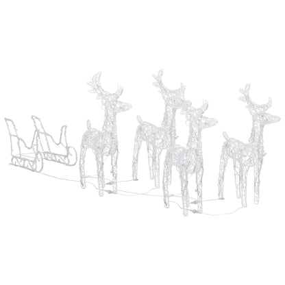 Kerstdecoratie Rendieren En Slee 280X28X55 Cm Acryl 1 43 x 11 x 55 cm (4 pcs) Koudwit