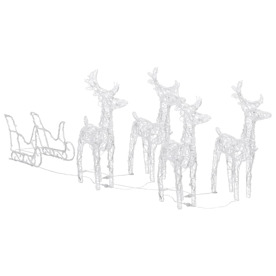 Kerstdecoratie Rendieren En Slee 280X28X55 Cm Acryl 1 43 x 11 x 55 cm (4 pcs) Koudwit