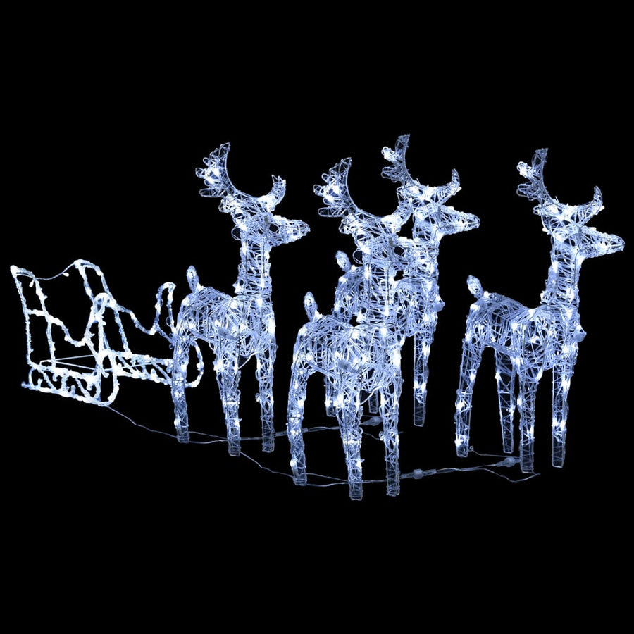 Kerstdecoratie Rendieren En Slee 280X28X55 Cm Acryl 1 43 x 11 x 55 cm (4 pcs) Koudwit