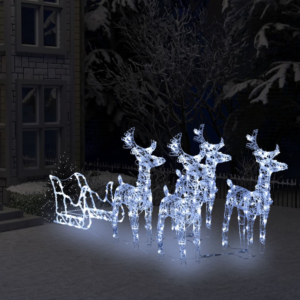 Kerstdecoratie Rendieren En Slee 280X28X55 Cm Acryl 1 43 x 11 x 55 cm (4 pcs) Koudwit