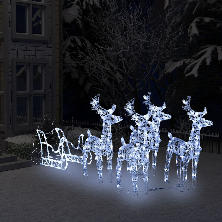 Kerstdecoratie Rendieren En Slee 280X28X55 Cm Acryl 1 43 x 11 x 55 cm (4 pcs) Koudwit